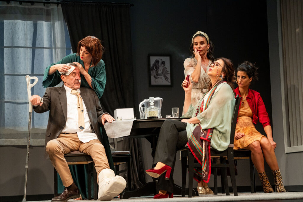 Jelena Đokić, Sunčica Milanović, Nela Mihajlović, Miodrag Krstović i drugi u predstavi „Udovica živog čoveka" u Zvezdara teatru